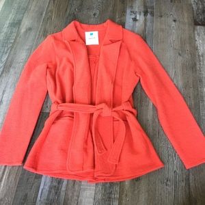 Anthropologie Bright Coral Wool Wrap Jacket Medium